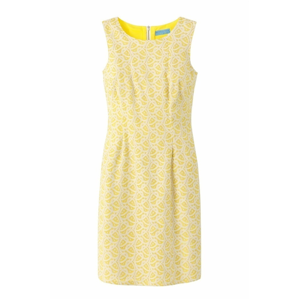 Antonio Melani Yellow Lace Sheath Dress Size 8 Wedding Guest Cocktail Career